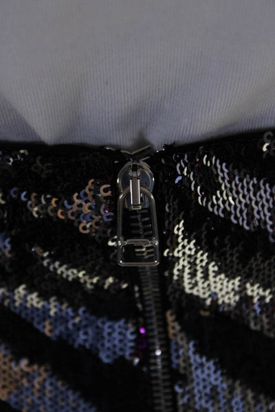 Halperin Womens Zebra Print Sequin Mini Pencil Skirt Black Silver Size FR 36