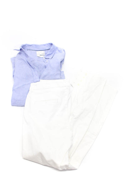 Lauren Ralph Lauren J Crew Womens Pants Shirt White Blue Size 2 Lot 2