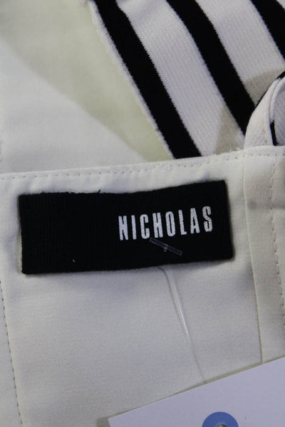 Nicholas Womens Back Zip Spaghetti Strap Striped Crop Top White Black Size 2