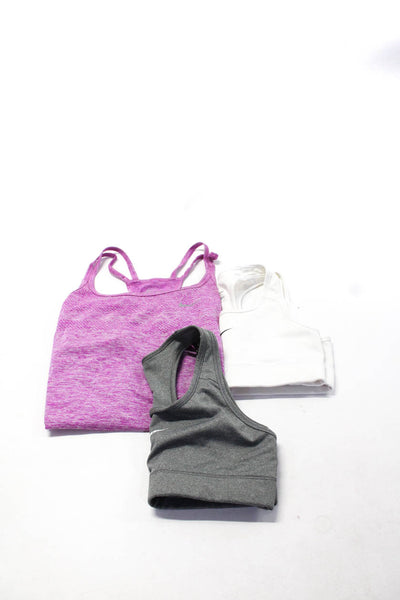 Nike Womens Logo Sports Bras Tank Top Gray White Pink Size XS Small Medium Lot 3