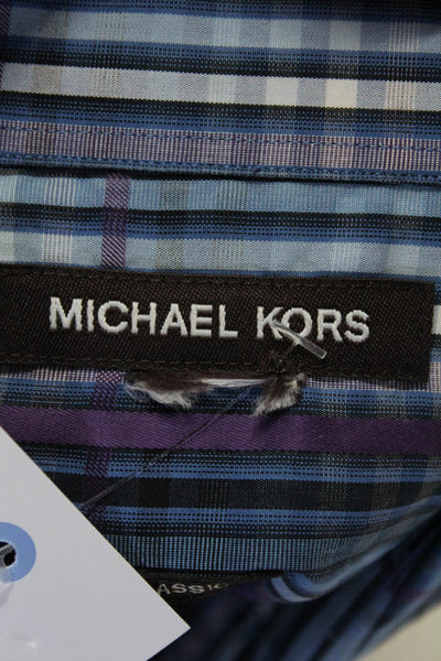 Michael Kors Mens Cotton Classic Fit Button Down Shirt Multicolor Size 15.5