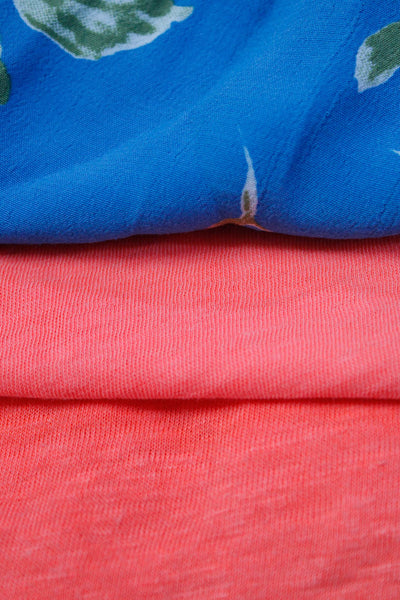 J Crew Faithfull The Brand Womens Tee Shirts Shorts Orange Blue Size XS/M Lot 3