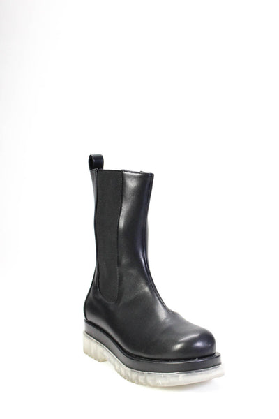 RAID Womens Block Heel Platform Mid Calf Boots Black Leather Size 8
