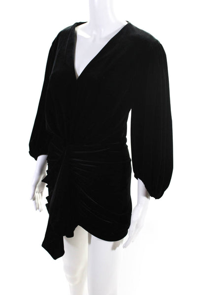 Alexandre Vauthier Womens Velvet Puff Sleeve Mini Sheath Dress Black Size FR 38