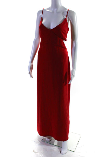 Badgley Mischka Womens Red Odessa Crossover Gown Size 14 10884271