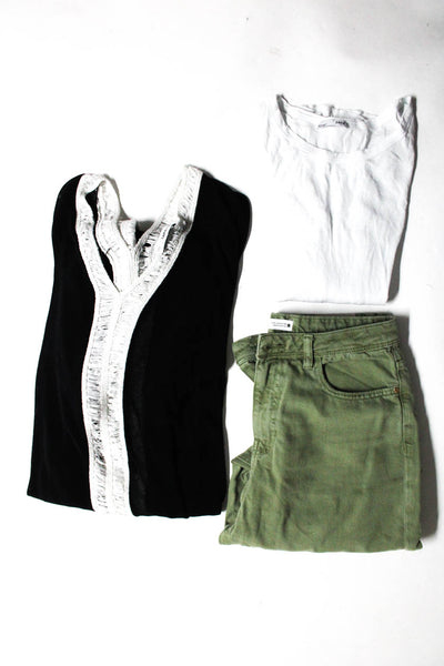 Zara W&B Zara Knit Womens Shirt Jeans Dress White Green Black Size XL M 8 Lot 3