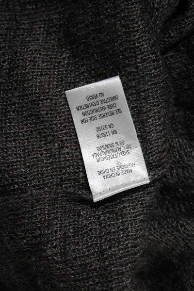 Helmut Womens Open Knit V-Neck Long Sleeve Sweater Top Gray Size S