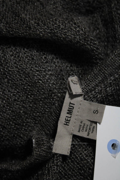 Helmut Womens Open Knit V-Neck Long Sleeve Sweater Top Gray Size S