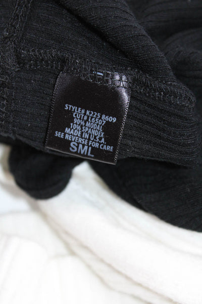 Emma & Sam Women's Short Sleeve Crop Top Ribbed Sweater White Black Size S Lot 2