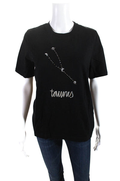 Markus Lupfer Womens Short Sleeve Taurus Constellation Tee Shirt Black Small