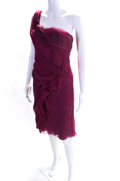 J. Mendel Paris Womens Solid One Shoulder Corset Asymmetrical Dress Pink Size 6