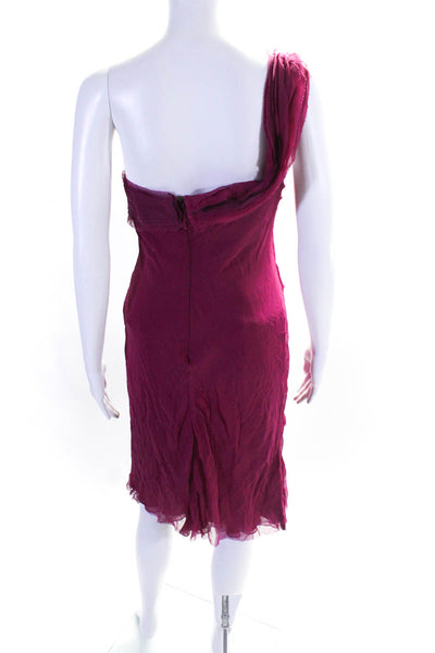 J. Mendel Paris Womens Solid One Shoulder Corset Asymmetrical Dress Pink Size 6