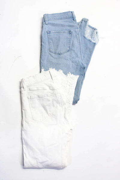 J Brand Womens Lace Distressed Hem Light Wash Straight Jeans Blue Size 26 Lot 2