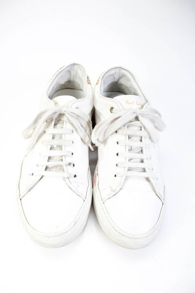 Paul Smith Womens Darted Striped Lace-Up Low Top Sneakers White Size EUR37