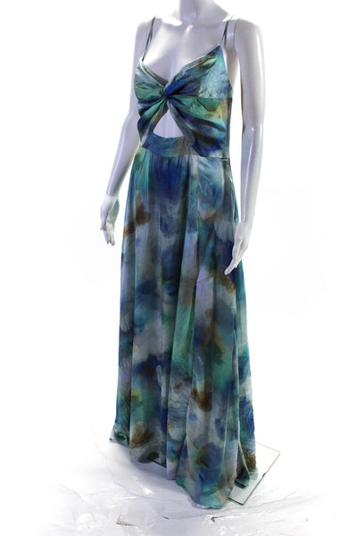 Aidan AIDAN MATTOX Womens Watercolor Cutout Gown Size 16 14361605