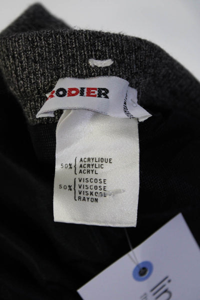 Rodier Womens Elastic Waist Rib Knit Midi Pencil Skirt Heather Gray Size Medium