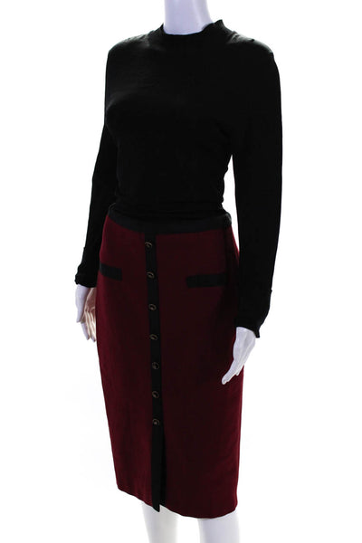 Catherine Deane Womens Color Block Knit Mock Neck Sheath Dress Red Black Size 6