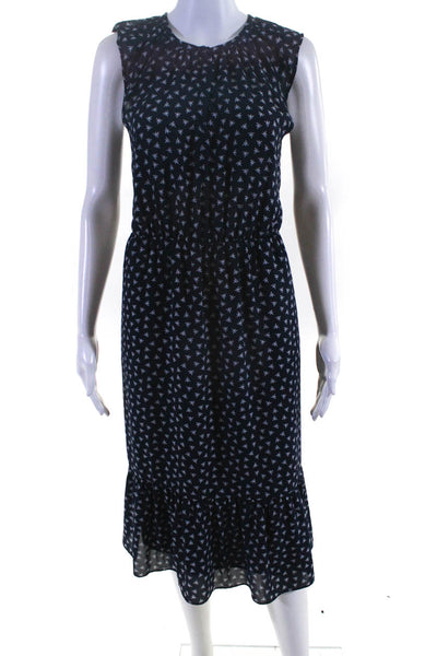 J Crew Mercantile Womens V Neck Abstract Peplum Maxi Dress Blue Size XS