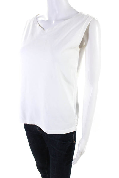 D Exterior Women's V-neck Lace Back Sleeveless Tank Top White Size S