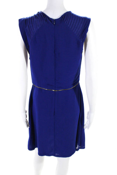Sandro Women's Sleeveless Gold Zip Drop Waist Mini Dress Blue Size 3
