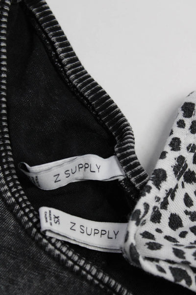 Z Supply Womens Animal Print Cotton Cold Shoulder Tank Shirt Gray Size XS Lot 2