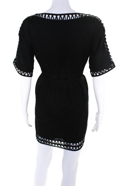 Cynthia Cynthia Steffe Womens Short Sleeve Caged Trim Mini Dress Black Size 6