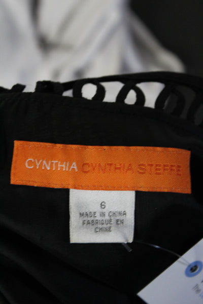Cynthia Cynthia Steffe Womens Short Sleeve Caged Trim Mini Dress Black Size 6