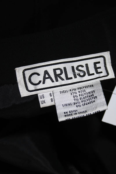 Carlisle Womens Woven Zip Front A-Line Knee Length Skirt Black Size 6