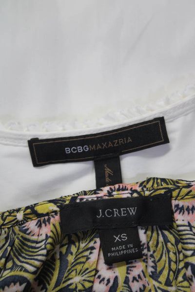 BCBG Max Azria J Crew Womens Solid Abstract Blouse Tops White Multi Size XS Lot