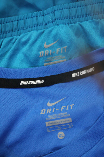 Nike Men's Athletic Shorts Long Sleeve T-Shirt Blue Size XL Lot 2