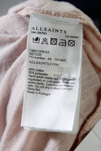 Allsaints Womens Cotton Darted Asymmetrical Midi Tank Dress Pink Size M