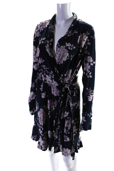 Marissa Webb Collective Womens Navy Floral Wrap Dress Size 10 14619546
