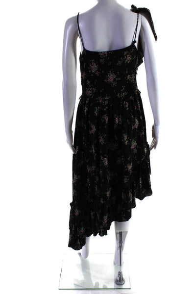 MSGM Womens Dark Floral Midi Dress Size 6 10603604