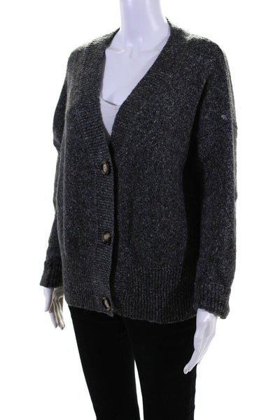 Poem & Thread Womens Button Front Star Elbow Cardigan Sweater Gray Size Medium