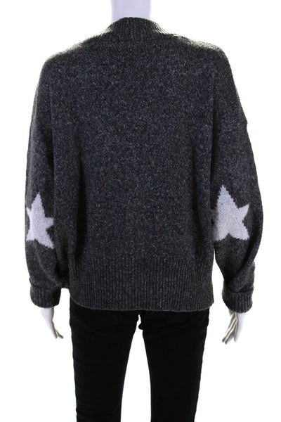 Poem & Thread Womens Button Front Star Elbow Cardigan Sweater Gray Size Medium