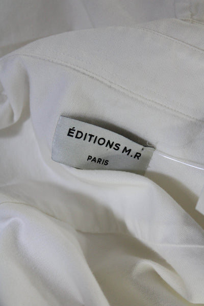 Editions M.R Paris Mens White Cotton Collar Long Sleeve Dress Shirt Top Size 40