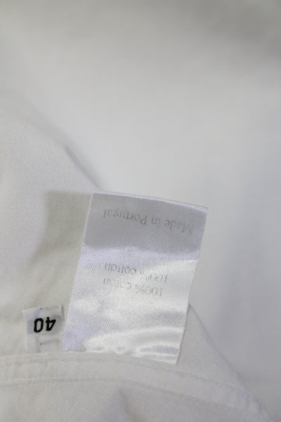 Editions M.R Paris Mens White Cotton Collar Long Sleeve Dress Shirt Top Size 40