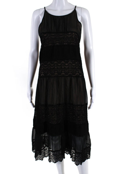 HD In Paris Womens Crochet Insets Sleeveless Maxi Dress Black Pink Size Large