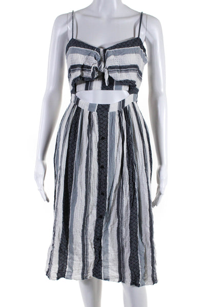 Bardot Womens Striped Cut Out Maxi Dress Blue White Cotton Size 10