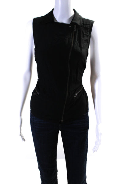 Trouve Womens Asymmetric Zip Collared Vest Black Size Medium