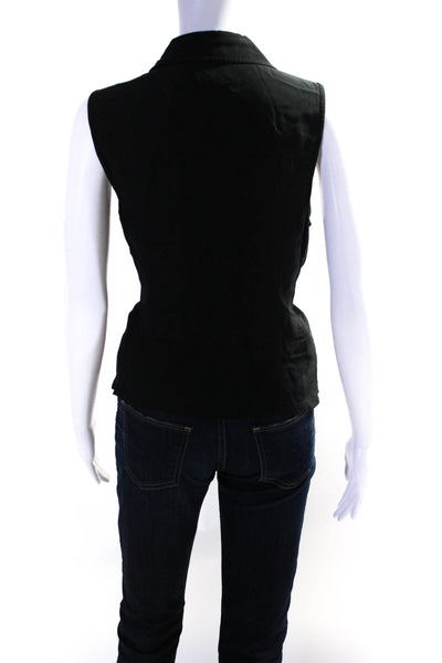 Trouve Womens Asymmetric Zip Collared Vest Black Size Medium