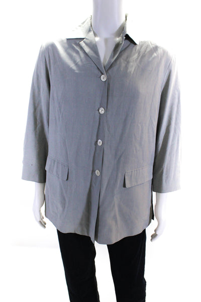 Les Copains Mens Collared Half Sleeve Solid Button Down Shirt Gray Size 44