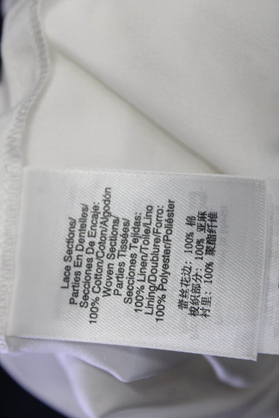 DKNY Women's Cotton Crochet Sleeveless Tiered Dress White Size M