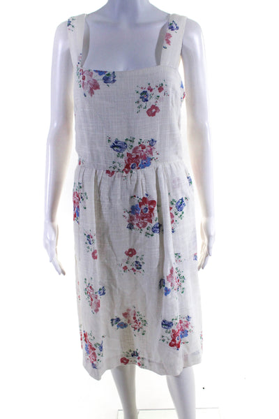 Meadow Rue Womens White Cotton Floral Square Neck Sleeveless Shift Dress Size 10