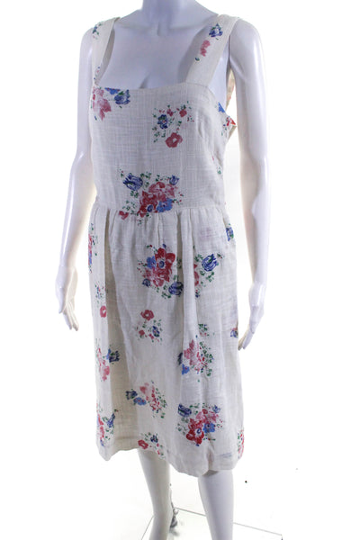 Meadow Rue Womens White Cotton Floral Square Neck Sleeveless Shift Dress Size 10