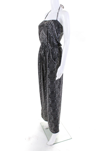 Robin Piccone Womens Abstract Print Jumpsuit Black White Size Medium