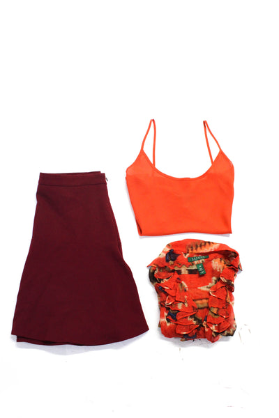 Lauren Ralph Lauren Loft Ann Taylor Womens Blouse Skirt Orange Size XS 2 Lot 2