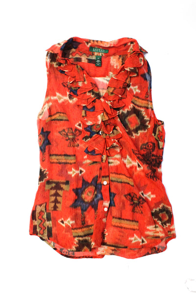 Lauren Ralph Lauren Loft Ann Taylor Womens Blouse Skirt Orange Size XS 2 Lot 2