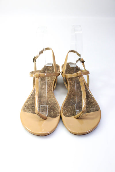 Splendid Womens T-Strap Wedge Sandals Beige Tan Size 5.5