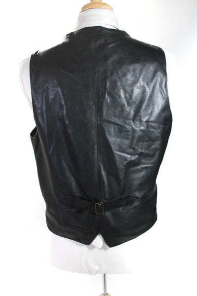 Vera Pelle Mens Darted Buttoned V-Neck Blazer Black Size XL